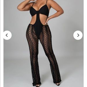 Black Mesh Jumpsuit